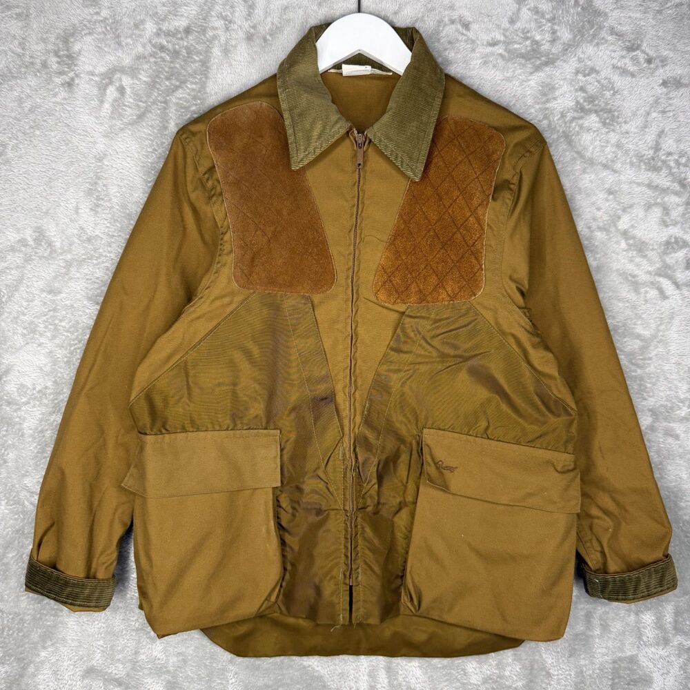 Vtg 70s Duxbak Hunting Jacket Mens Medium Brown Shooting Duck Outdoor Full Zip
